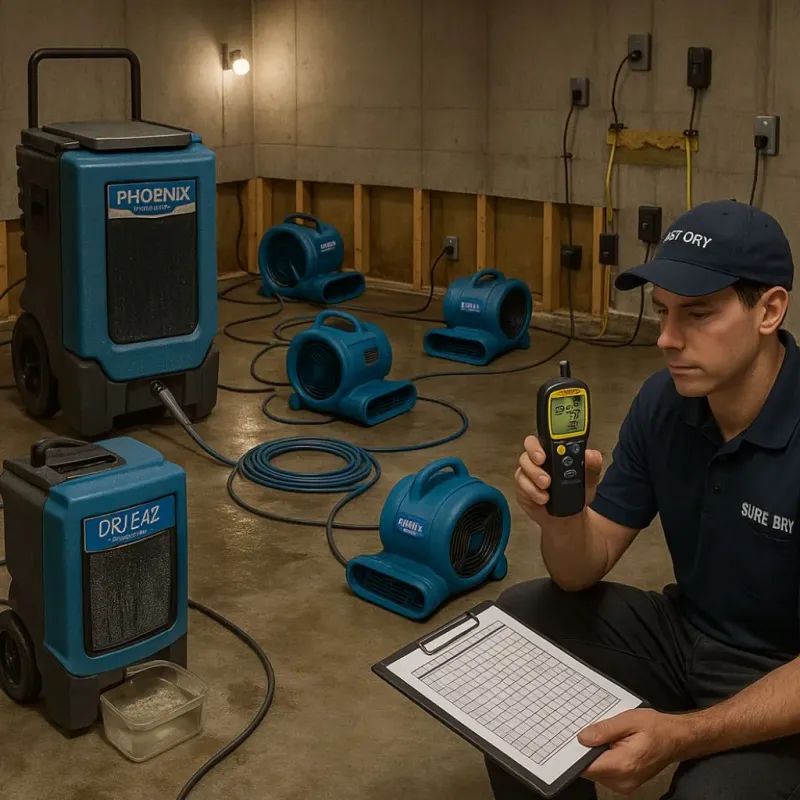 Structural Drying and Dehumidification process in Ellerbe, NC